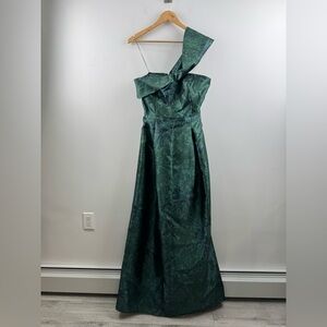 Sachin + Babi Green One-Shoulder Gown